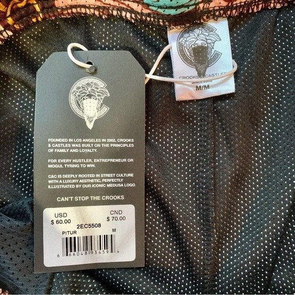 NWT Crooks & Castles Blue And Pink Floral Mesh Basketball Shorts Medium - Picture 7 of 10